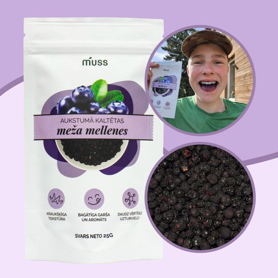 Aukstumā Kaltētas Mellenes