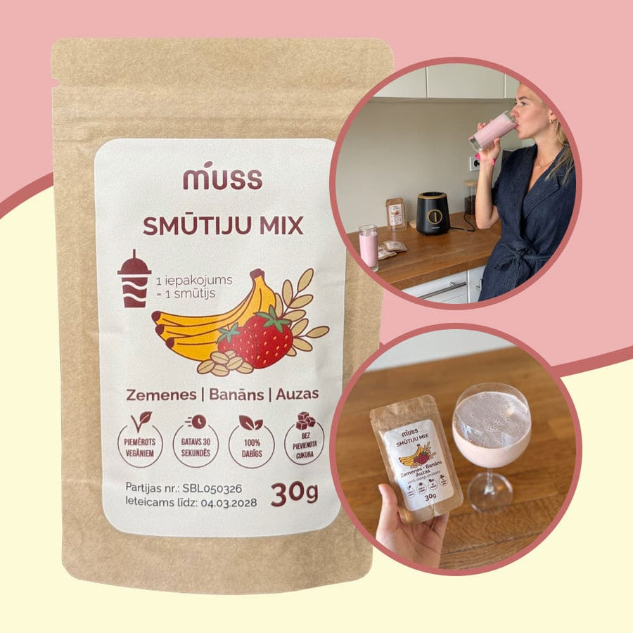 Zemeņu, Banānu un Auzu smūtijs